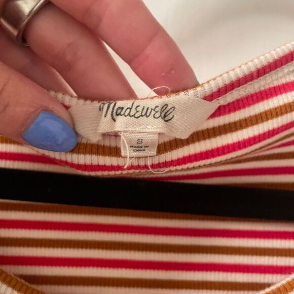 Madewell Short Sleeve Ribbed Striped Mini T-Shirt Dress Small - Picture 7 of 11